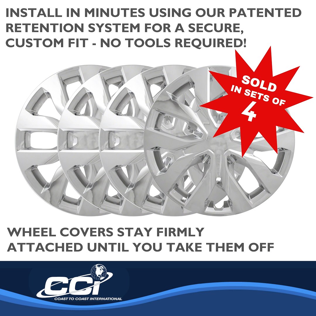 Coast to Coast Wheel Cover, 17 Inch, 10 Spoke, Chrome Plated, Plastic, Set of 4 – IWC51917C
