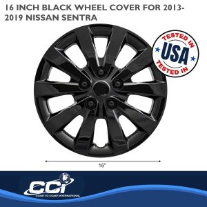 Coast to Coast Wheel Cover, 16 Inch, 10 Spoke, Gloss Black, Plastic, Set of 4 – IWC52116BLK