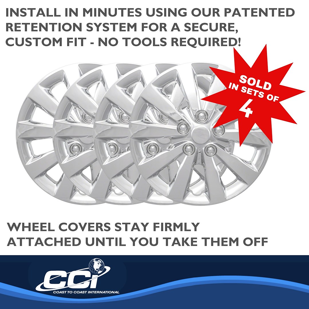 Coast to Coast Wheel Cover, 16 Inch, 10 Spoke, Chrome Plated, Plastic, Set of 4 – IWC52116C