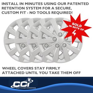 Coast to Coast Wheel Cover, 16 Inch, 10 Spoke, Silver, Plastic, Set of 4 – IWC52116S