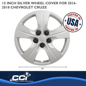 Coast to Coast Wheel Cover, 15 Inch, 5 Spoke, Silver, Plastic, Set of 4 – IWC52415S