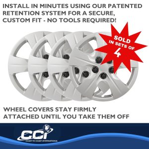 Coast to Coast Wheel Cover, 15 Inch, 5 Spoke, Silver, Plastic, Set of 4 – IWC52415S