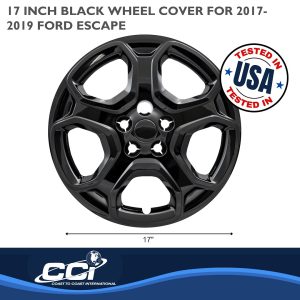 Coast to Coast Wheel Cover, 17 Inch, 5 Spoke, Black, Plastic, Set of 4 – IWC52517BLK