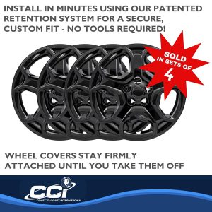 Coast to Coast Wheel Cover, 17 Inch, 5 Spoke, Black, Plastic, Set of 4 – IWC52517BLK