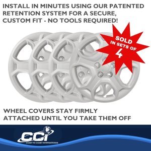 Coast to Coast Wheel Cover, 17 Inch, 5 Spoke, Silver, Plastic, Set of 4 – IWC52517S
