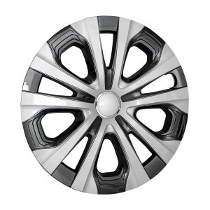 Coast to Coast Wheel Cover, 15 Inch, 5 Split Spoke, Silver and Charcoal, Plastic, Set of 4 – IWC52615S