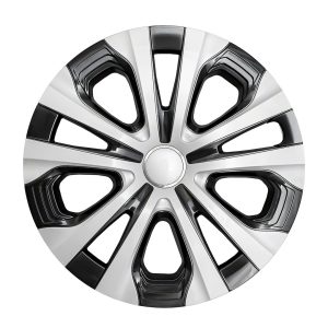 Coast to Coast Wheel Cover, 15 Inch, 5 Split Spoke, Silver and Charcoal, Plastic, Set of 4 – IWC52615S