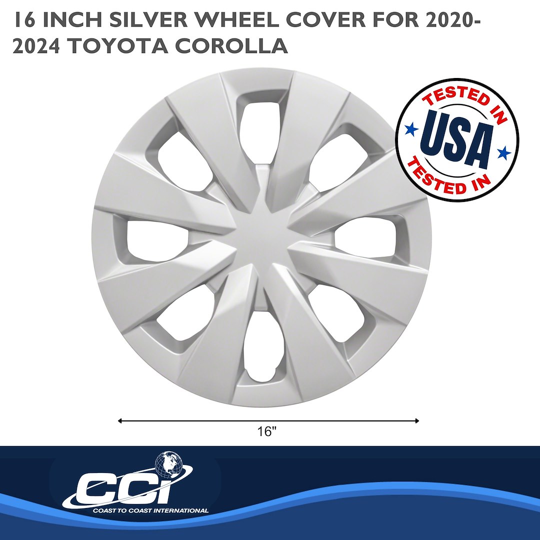 Coast to Coast Wheel Cover, 15 Inch, Eight Spoke, Painted Silver, ABS Plastic, Set of 4 – IWC52715S
