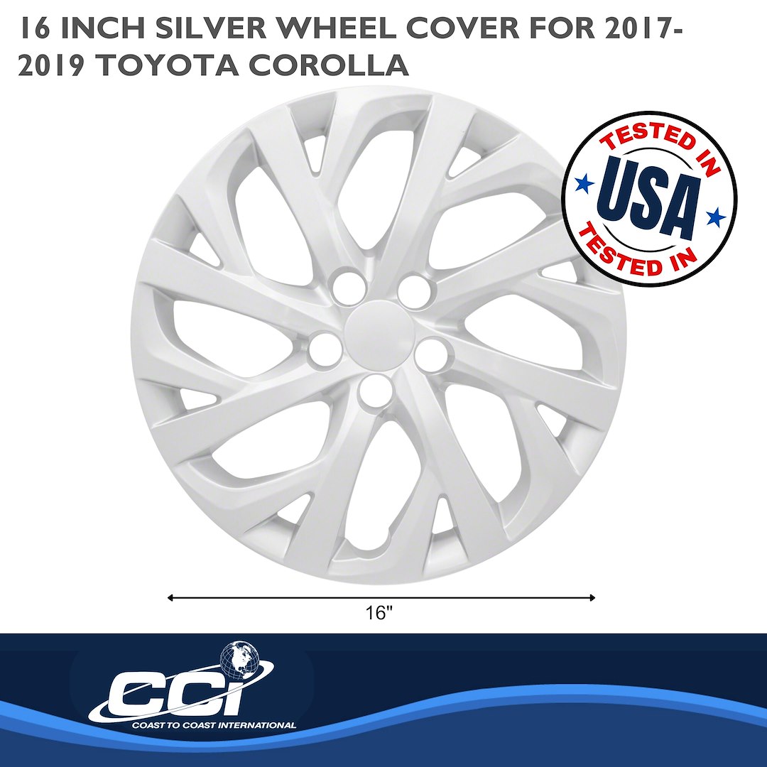 Coast to Coast Wheel Cover, 16 Inch, 8 Split Spoke, Silver, Plastic, Set of 4 – IWC52816S