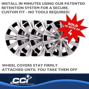 Coast to Coast Wheel Cover, 16 Inch, 10 Spoke, Silver, Plastic, Set of 4 – IWC53016SC