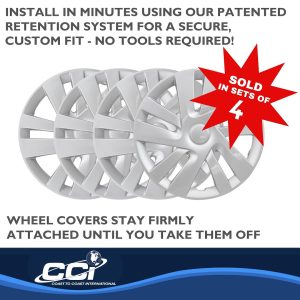 Coast to Coast Wheel Cover, 15 Inch, 10 Spoke, Silver, Plastic, Set of 4 – IWC53215S