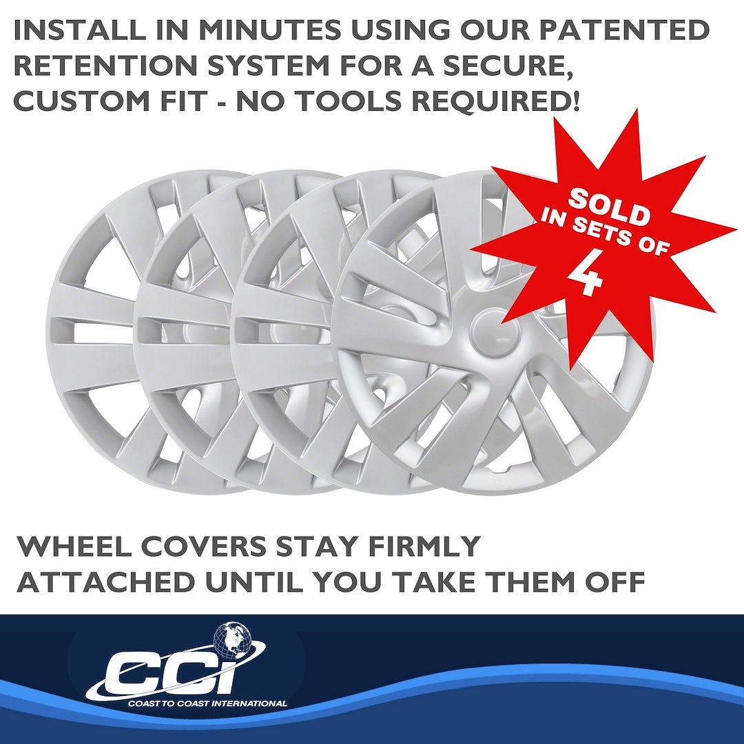 Coast to Coast Wheel Cover, 15 Inch, 10 Spoke, Silver, Plastic, Set of 4 – IWC53215S