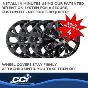 Coast to Coast Wheel Cover, 15 Inch, 6 Y Spoke, Gloss Black, Plastic, Set of 4 – IWC53315BLK