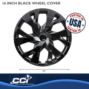 Coast to Coast Wheel Cover, 16 Inch, 6 Y Spoke, Gloss Black, Plastic, Set of 4, Universal – IWC53316BLK