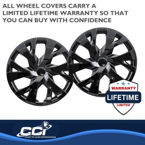 Coast to Coast Wheel Cover, 16 Inch, 6 Y Spoke, Gloss Black, Plastic, Set of 4, Universal – IWC53316BLK