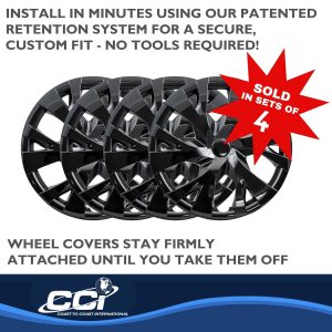 Coast to Coast Wheel Cover, 16 Inch, 6 Y Spoke, Gloss Black, Plastic, Set of 4, Universal – IWC53316BLK