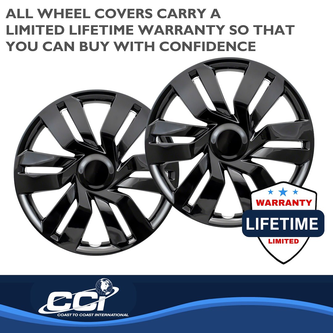 Coast to Coast Wheel Cover, 15 Inch, 6 Double Spoke, Gloss Black, Plastic, Set of 4 – IWC53415BLK