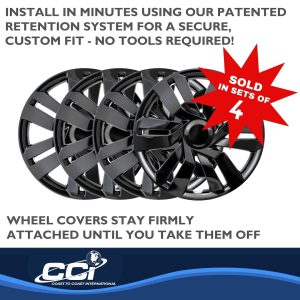 Coast to Coast Wheel Cover, 15 Inch, 6 Double Spoke, Gloss Black, Plastic, Set of 4 – IWC53415BLK