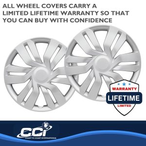 Coast to Coast Wheel Cover, 15 Inch, 6 Double Spoke, Silver, Plastic, Set of 4 – IWC53415S