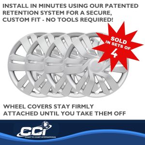 Coast to Coast Wheel Cover, 16 Inch, 6 Double Spoke, Silver, Plastic, Set of 4 – IWC53416S