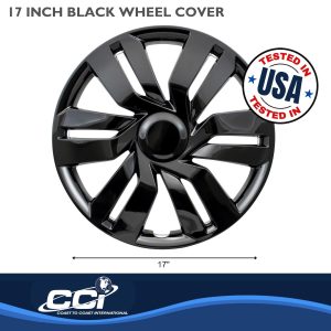 Coast to Coast Wheel Cover, 17 Inch, 6 Double Spoke, Gloss Black, Plastic, Set of 4, Universal – IWC53417BLK