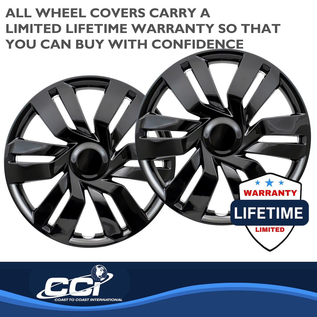 Coast to Coast Wheel Cover, 17 Inch, 6 Double Spoke, Gloss Black, Plastic, Set of 4, Universal – IWC53417BLK