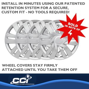 Coast to Coast Wheel Cover, 17 Inch, 6 Double Spoke, Silver, Plastic, Set of 4 – IWC53417S