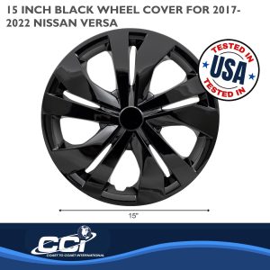 Coast to Coast Wheel Cover, 15 Inch, 5 Split Spoke, Gloss Black, Plastic, Set of 4 – IWC53515BLK