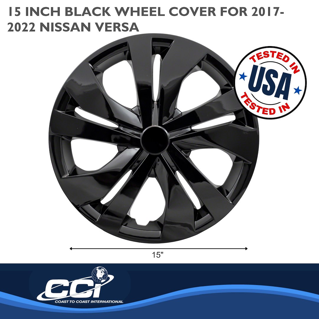 Coast to Coast Wheel Cover, 15 Inch, 5 Split Spoke, Gloss Black, Plastic, Set of 4 – IWC53515BLK