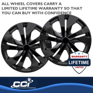 Coast to Coast Wheel Cover, 15 Inch, 5 Split Spoke, Gloss Black, Plastic, Set of 4 – IWC53515BLK