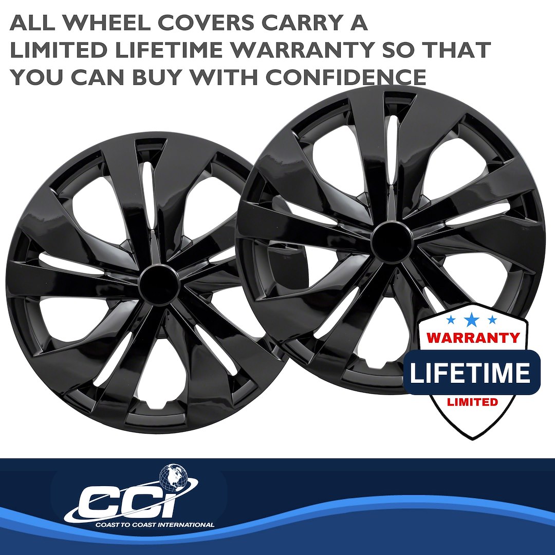 Coast to Coast Wheel Cover, 15 Inch, 5 Split Spoke, Gloss Black, Plastic, Set of 4 – IWC53515BLK