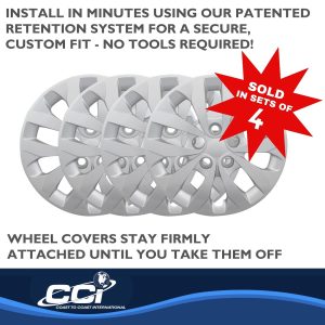 Coast to Coast Wheel Cover, 16 Inch, 10 Spoke, Silver, Plastic, Set of 4 – IWC53616S