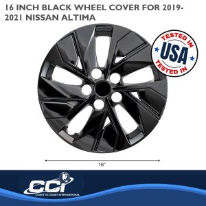 Coast to Coast Wheel Cover, 16 Inch, 5 Split Spoke, Painted, Gloss Black, Automotive Grade ABS, Set of 4, Fits Over and Into OEM Wheel – IWC53816BLK