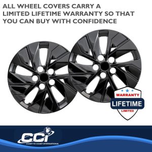 Coast to Coast Wheel Cover, 16 Inch, 5 Split Spoke, Painted, Gloss Black, Automotive Grade ABS, Set of 4, Fits Over and Into OEM Wheel – IWC53816BLK