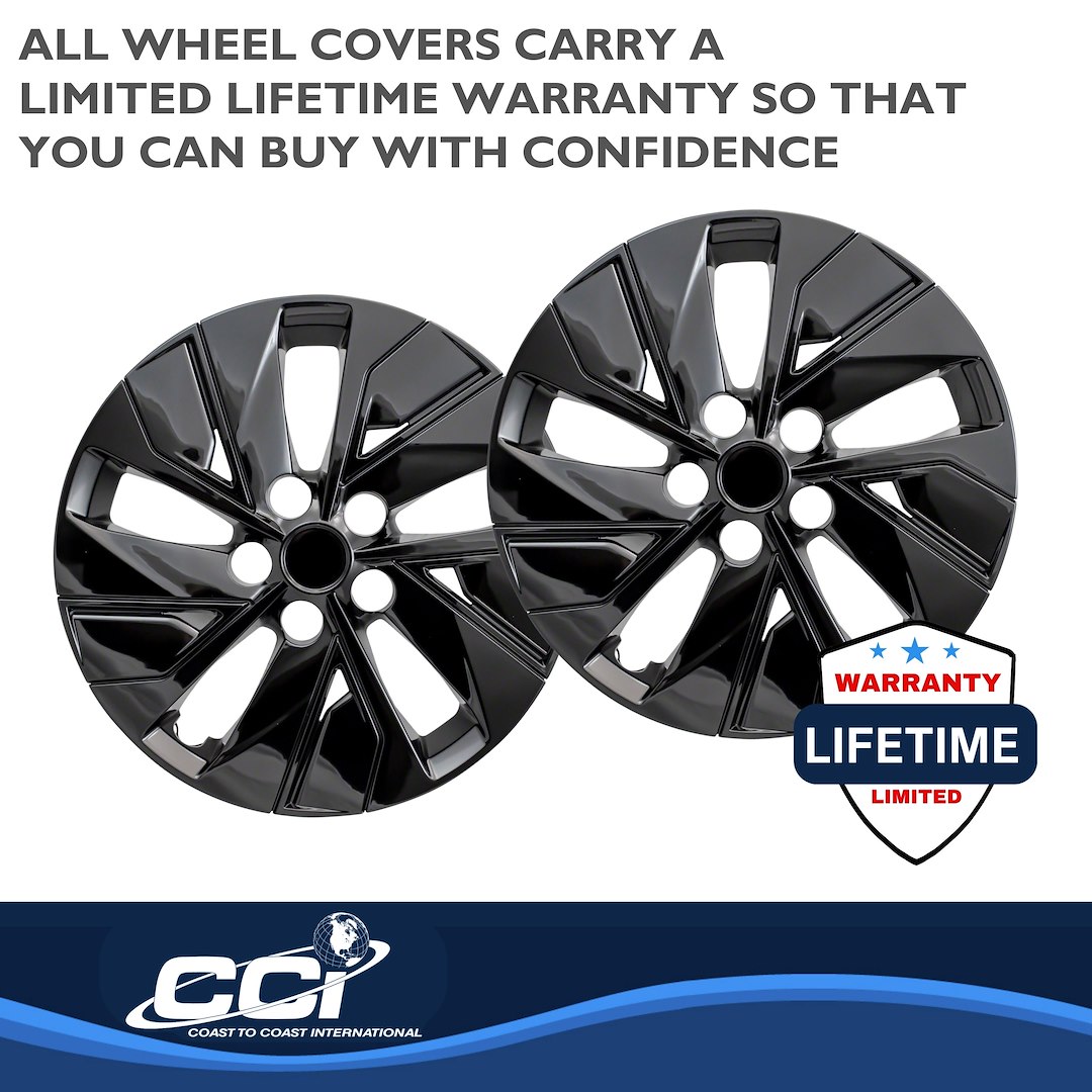 Coast to Coast Wheel Cover, 16 Inch, 5 Split Spoke, Painted, Gloss Black, Automotive Grade ABS, Set of 4, Fits Over and Into OEM Wheel – IWC53816BLK