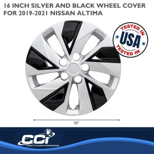 Coast to Coast Wheel Cover, 16 Inch, 5 Split Spoke, Silver/ Black, Plastic, Set of 4 – IWC53816SB