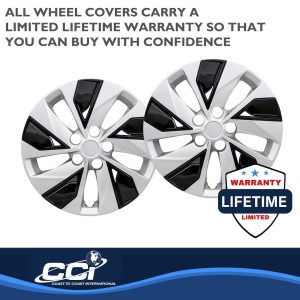 Coast to Coast Wheel Cover, 16 Inch, 5 Split Spoke, Silver/ Black, Plastic, Set of 4 – IWC53816SB