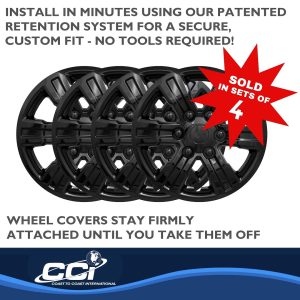 Coast to Coast Wheel Cover, 16 Inch, 6 Spoke, Painted, Gloss Black, ABS Plastic, Set of 4 – IWC54016BLK