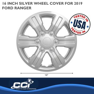 Coast to Coast Wheel Cover, 16 Inch, 6 Spoke, Painted, Silver, ABS Plastic, Set of 4 – IWC54016S