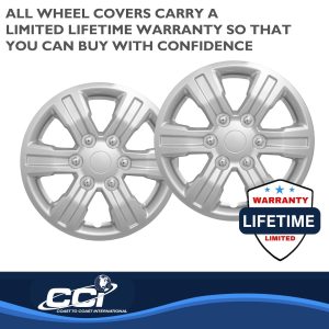 Coast to Coast Wheel Cover, 16 Inch, 6 Spoke, Painted, Silver, ABS Plastic, Set of 4 – IWC54016S