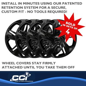 Coast to Coast Wheel Cover, 16 Inch, Black, Plastic, Set of 4 – IWC54116BLK