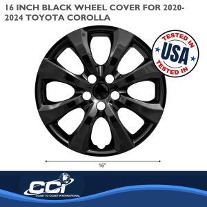 Coast to Coast Wheel Cover, 16 Inch, Eight Spoke, Painted Glossy Black, ABS Plastic, Set of 4 – IWC54216BLK