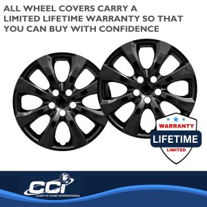 Coast to Coast Wheel Cover, 16 Inch, Eight Spoke, Painted Glossy Black, ABS Plastic, Set of 4 – IWC54216BLK