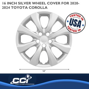 Coast to Coast Wheel Cover, 16 Inch, Eight Spoke, Painted Silver, ABS Plastic, Set of 4 – IWC54216S