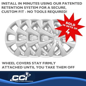 Coast to Coast Wheel Cover, 16 Inch, Eight Spoke, Painted Silver, ABS Plastic, Set of 4 – IWC54216S