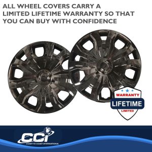 Coast to Coast Wheel Cover, 16 Inch, 5 Split Spoke, Painted, Gloss Black, Automotive Grade ABS, Set of 4, Fits Over and Into OEM Wheel – IWC54316BLK