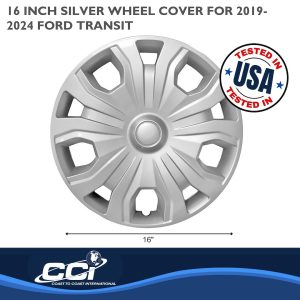 Coast to Coast Wheel Cover, 16 Inch, 5 Split Spoke, Painted, Silver, Automotive Grade ABS, Set of 4, Fits Over and Into OEM Wheel – IWC54316S