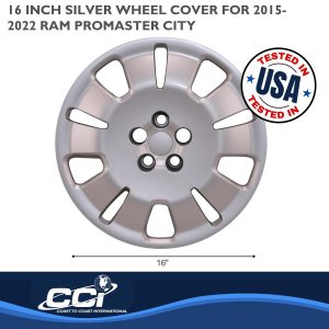 Coast to Coast Wheel Cover, 16 Inch, 10 Spoke, Painted, Silver, Automotive Grade ABS, Set of 4, Fits Over and Into OEM Wheel – IWC54416S
