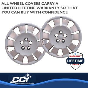 Coast to Coast Wheel Cover, 16 Inch, 10 Spoke, Painted, Silver, Automotive Grade ABS, Set of 4, Fits Over and Into OEM Wheel – IWC54416S
