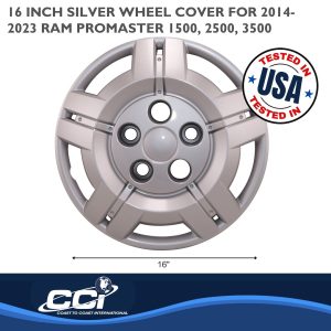 Coast to Coast Wheel Cover, 16 Inch, 5 Split Spoke, Painted, Silver, Automotive Grade ABS, Set of 4, Fits Over and Into OEM Wheel – IWC54516S